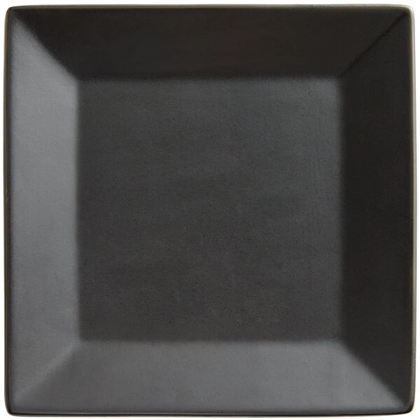 Acopa 8" Matte Black Square Stoneware Plate - 24/Case 2 Acopa 8" Matte Black Square Stoneware Plate - 24/Case - Image 2