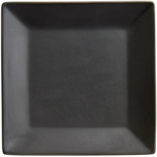 Acopa 7" Matte Black Square Stoneware Plate - 36/Case 2 Acopa 7" Matte Black Square Stoneware Plate - 36/Case - Image 2
