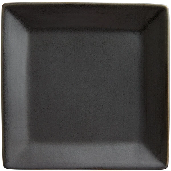 Acopa 5" Matte Black Square Stoneware Plate - 48/Case 2 Acopa 5" Matte Black Square Stoneware Plate - 48/Case - Image 2