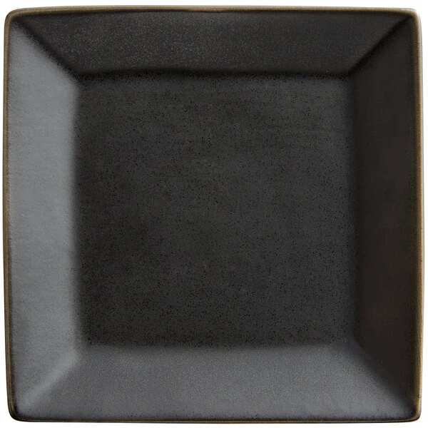 Acopa 4" Matte Black Square Stoneware Plate - 12/Pack 2 Acopa 4" Matte Black Square Stoneware Plate - 12/Pack - Image 2