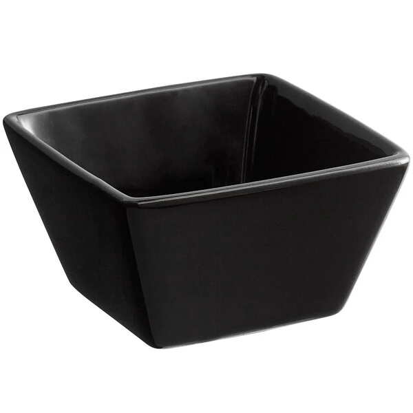 Acopa 6 Oz. Glossy Black Square Stoneware Bouillon Cup - 36/Case 2 Acopa 6 Oz. Glossy Black Square Stoneware Bouillon Cup - 36/Case - Image 2