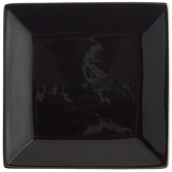 Acopa 6" Glossy Black Square Stoneware Plate - 6/Pack 2 Acopa 6" Glossy Black Square Stoneware Plate - 6/Pack - Image 2