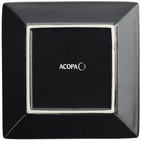 Acopa 6" Glossy Black Square Stoneware Plate - 6/Pack 3 Acopa 6" Glossy Black Square Stoneware Plate - 6/Pack - Image 3