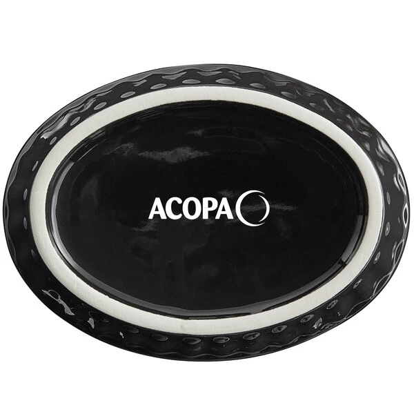 Acopa 5 Oz. Oval Glossy Black Fluted Stoneware Souffle / Creme Brulee Dish - 12/Pack 3 Acopa 5 Oz. Oval Glossy Black Fluted Stoneware Souffle / Creme Brulee Dish - 12/Pack - Image 3