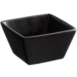Alternative view of Acopa 6 Oz. Glossy Black Square Stoneware Bouillon Cup - 12/Pack