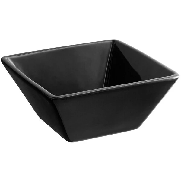Acopa 18 Oz. Glossy Black Square Stoneware Bowl - 6/Pack 2 Acopa 18 Oz. Glossy Black Square Stoneware Bowl - 6/Pack - Image 2