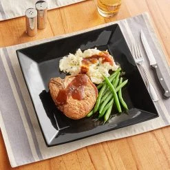 Acopa 11 1/4" Glossy Black Square Stoneware Plate - 6/Case