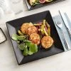Acopa 9 1/4" Matte Black Square Stoneware Plate - 12/Case
