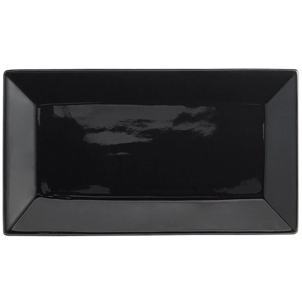 Acopa 10" X 5 1/2" Glossy Black Rectangular Stoneware Platter - 4/Pack 2 Acopa 10" X 5 1/2" Glossy Black Rectangular Stoneware Platter - 4/Pack - Image 2