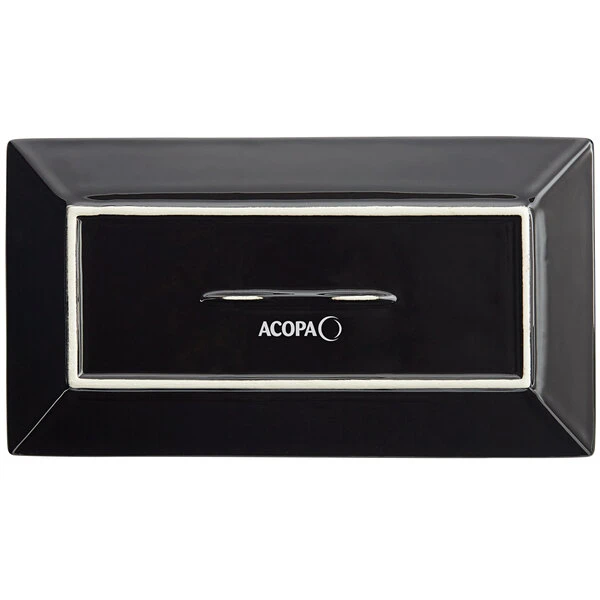 Acopa 10" X 5 1/2" Glossy Black Rectangular Stoneware Platter - 4/Pack 3 Acopa 10" X 5 1/2" Glossy Black Rectangular Stoneware Platter - 4/Pack - Image 3