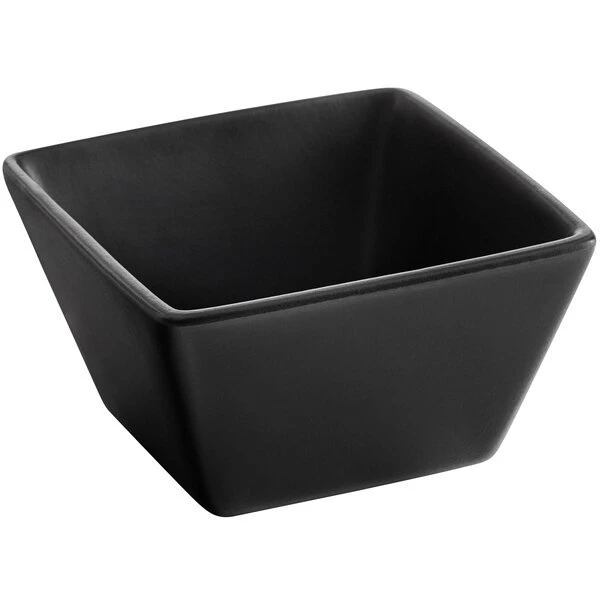 Acopa 6 Oz. Matte Black Square Stoneware Bouillon Cup - 12/Pack 2 Acopa 6 Oz. Matte Black Square Stoneware Bouillon Cup - 12/Pack - Image 2