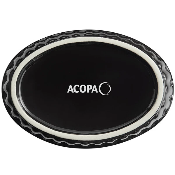 Acopa 6 Oz. Oval Glossy Black Fluted Stoneware Souffle / Creme Brulee Dish - 12/Pack 3 Acopa 6 Oz. Oval Glossy Black Fluted Stoneware Souffle / Creme Brulee Dish - 12/Pack - Image 3