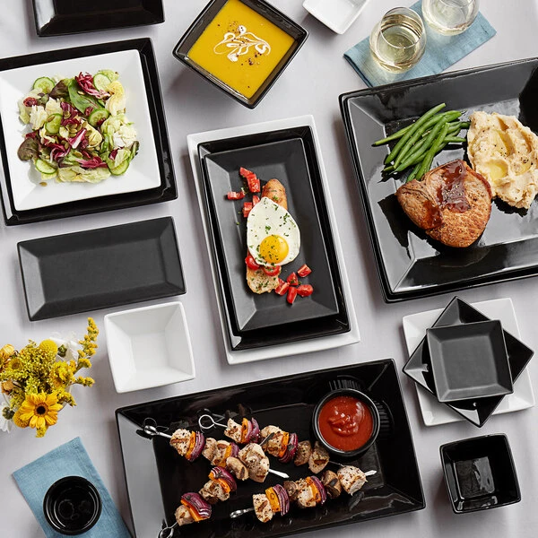 Acopa 5" Glossy Black Square Stoneware Plate - 48/Case 5 Acopa 5" Glossy Black Square Stoneware Plate - 48/Case - Image 5