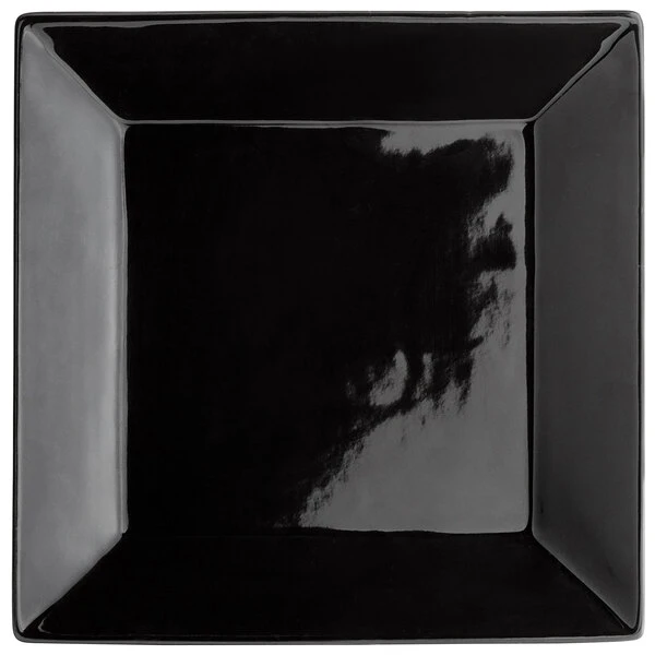 Acopa 10" Glossy Black Square Stoneware Plate - 3/Pack 2 Acopa 10" Glossy Black Square Stoneware Plate - 3/Pack - Image 2