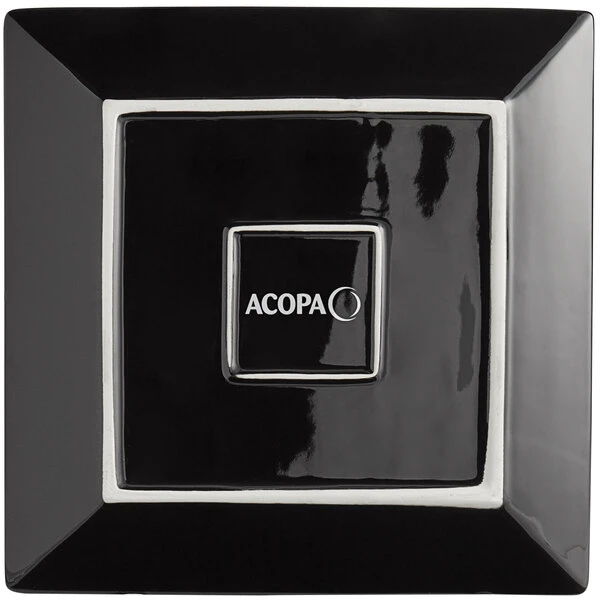 Acopa 10" Glossy Black Square Stoneware Plate - 3/Pack 3 Acopa 10" Glossy Black Square Stoneware Plate - 3/Pack - Image 3