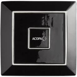 Acopa 12" Glossy Black Square Stoneware Plate - 3/Pack -Acopa Sales 2177927