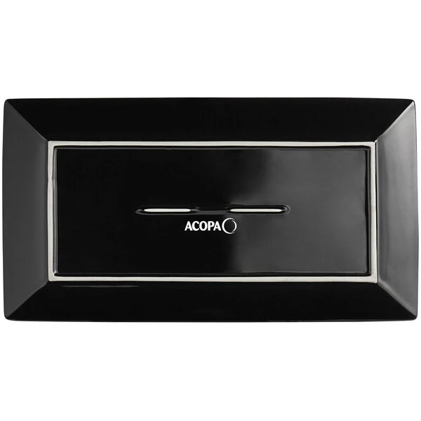 Acopa 14 1/2" X 8 1/4" Glossy Black Rectangular Stoneware Platter - 3/Pack 3 Acopa 14 1/2" X 8 1/4" Glossy Black Rectangular Stoneware Platter - 3/Pack - Image 3