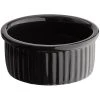 Acopa 4.5 Oz. Glossy Black Fluted Stoneware Ramekin - 12/Pack