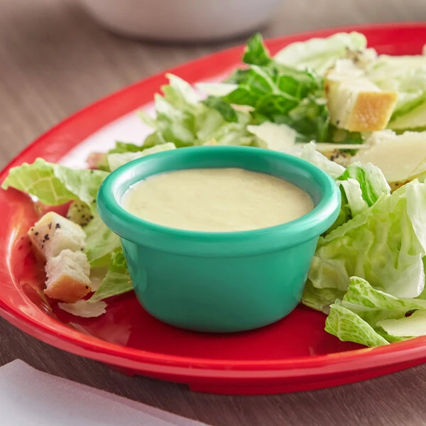 Acopa Foundations 2 Oz. Green Smooth Melamine Ramekin - 12/Case 1 Acopa Foundations 2 Oz. Green Smooth Melamine Ramekin - 12/Case