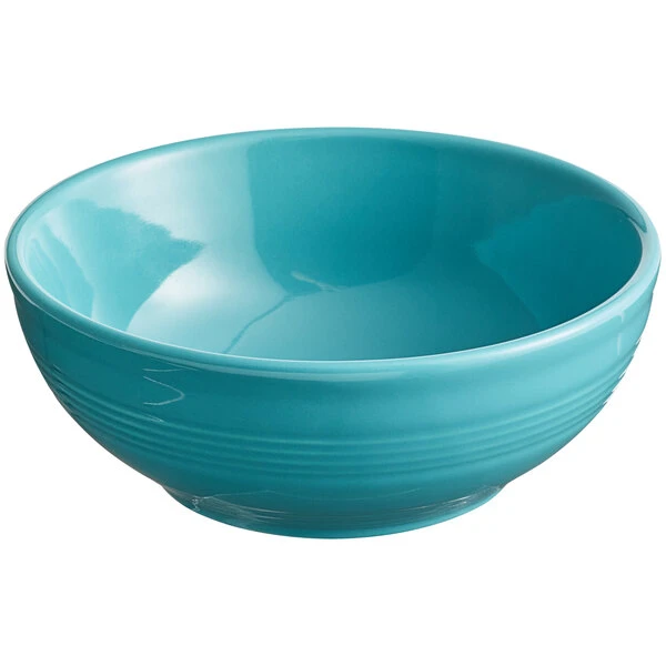 Acopa Capri 19 Oz. Caribbean Turquoise Stoneware Bistro Bowl - 12/Case 2 Acopa Capri 19 Oz. Caribbean Turquoise Stoneware Bistro Bowl - 12/Case - Image 2
