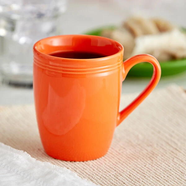 Acopa Capri 12 Oz. Valencia Orange Stoneware Mug - 24/Case 1 Acopa Capri 12 Oz. Valencia Orange Stoneware Mug - 24/Case