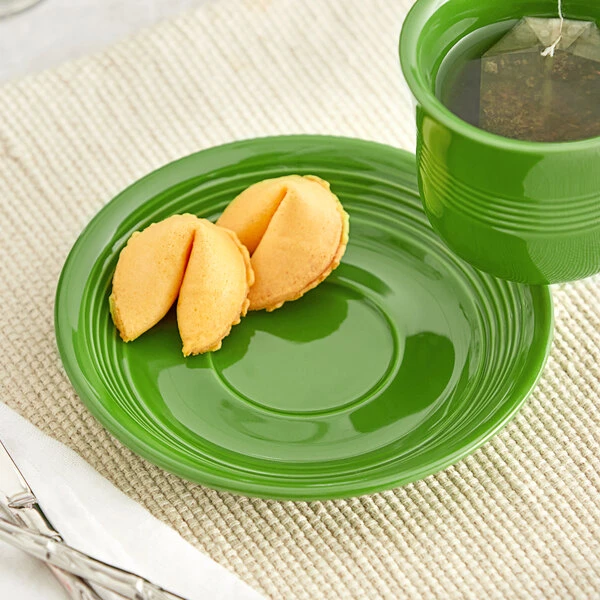 Acopa Capri 6" Palm Green Stoneware Saucer - 36/Case 1 Acopa Capri 6" Palm Green Stoneware Saucer - 36/Case
