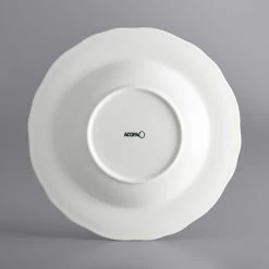 Sample - Acopa Condesa 28 Oz. Pearl White Scalloped Wide Rim Porcelain Pasta Bowl -Acopa Sales 2221611
