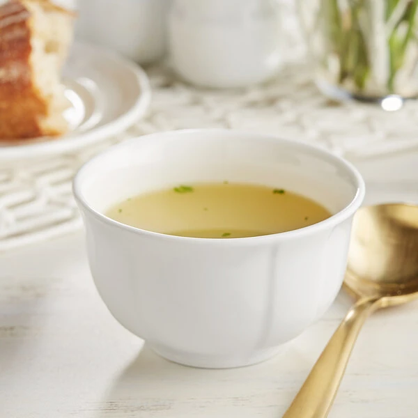 Sample - Acopa Condesa 8 Oz. Pearl White Scalloped Porcelain Bouillon Cup 1 Sample - Acopa Condesa 8 Oz. Pearl White Scalloped Porcelain Bouillon Cup