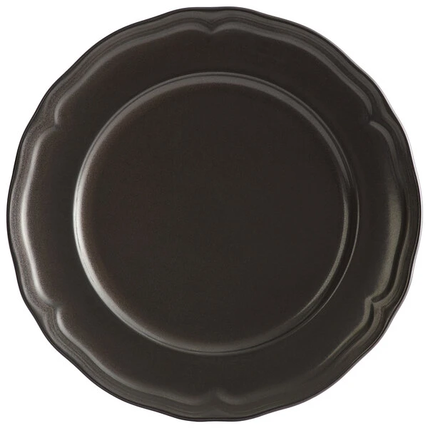 Sample - Acopa Condesa 10 1/2" Matte Finish Armor Gray Scalloped Wide Rim Porcelain Plate 2 Sample - Acopa Condesa 10 1/2" Matte Finish Armor Gray Scalloped Wide Rim Porcelain Plate - Image 2