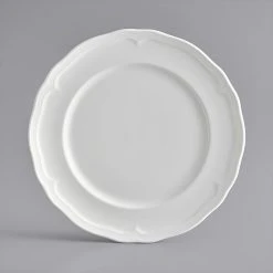 Alternative view of Sample - Acopa Condesa 10 1/2" Pearl White Scalloped Wide Rim Porcelain Plate
