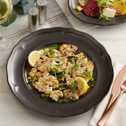 Sample - Acopa Condesa 12" Matte Finish Armor Gray Scalloped Wide Rim Porcelain Plate