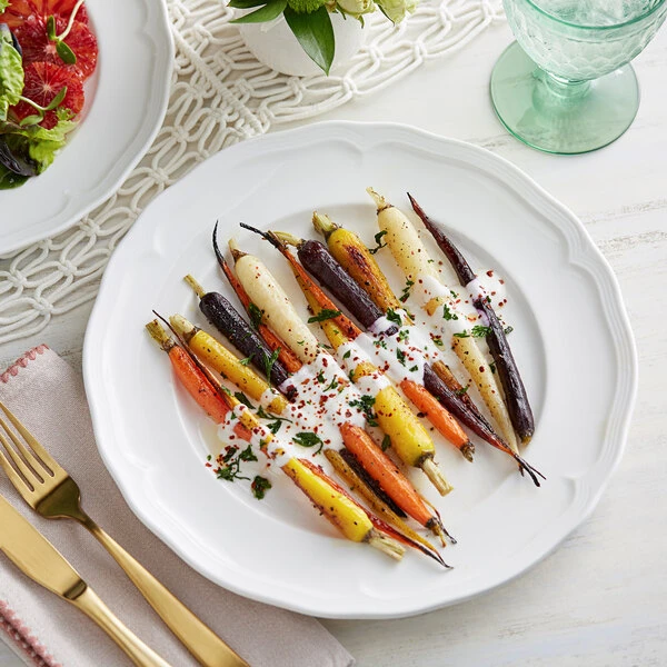 Sample - Acopa Condesa 12" Pearl White Scalloped Wide Rim Porcelain Plate 1 Sample - Acopa Condesa 12" Pearl White Scalloped Wide Rim Porcelain Plate