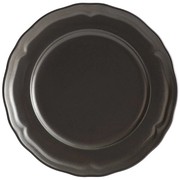 Sample - Acopa Condesa 8" Matte Finish Armor Gray Scalloped Wide Rim Porcelain Plate 2 Sample - Acopa Condesa 8" Matte Finish Armor Gray Scalloped Wide Rim Porcelain Plate - Image 2