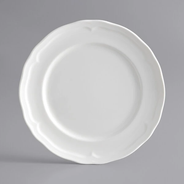 Sample - Acopa Condesa 8" Pearl White Scalloped Wide Rim Porcelain Plate 2 Sample - Acopa Condesa 8" Pearl White Scalloped Wide Rim Porcelain Plate - Image 2