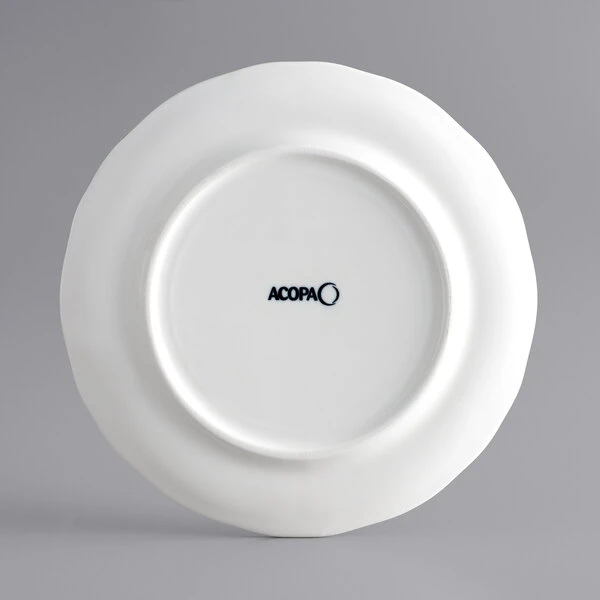Sample - Acopa Condesa 8" Pearl White Scalloped Wide Rim Porcelain Plate 3 Sample - Acopa Condesa 8" Pearl White Scalloped Wide Rim Porcelain Plate - Image 3