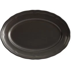 Alternative view of Sample - Acopa Condesa 11 1/2" X 8 1/4" Matte Finish Armor Gray Scalloped Wide Rim Porcelain Platter