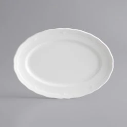 Alternative view of Sample - Acopa Condesa 11 1/2" X 8 1/4" Pearl White Scalloped Wide Rim Porcelain Platter