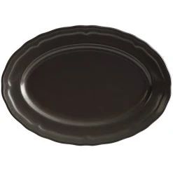 Alternative view of Sample - Acopa Condesa 9 3/4" X 7" Matte Finish Armor Gray Scalloped Wide Rim Porcelain Platter