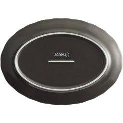 Sample - Acopa Condesa 9 3/4" X 7" Matte Finish Armor Gray Scalloped Wide Rim Porcelain Platter -Acopa Sales 2221708