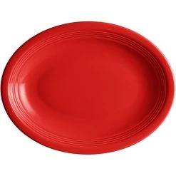 Alternative view of Sample - Acopa Capri 11 1/2" X 8 3/4" Passion Fruit Red Oval Stoneware Coupe Platter