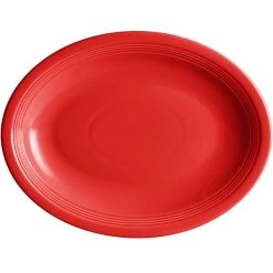 Alternative view of Acopa Capri 13 3/4" X 10 1/2" Passion Fruit Red Oval Stoneware Coupe Platter - 12/Case