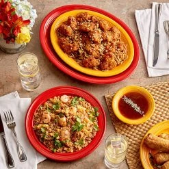 Acopa Capri 13 3/4" X 10 1/2" Passion Fruit Red Oval Stoneware Coupe Platter - 12/Case -Acopa Sales 2222295