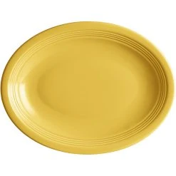 Alternative view of Sample - Acopa Capri 11 1/2" X 8 3/4" Citrus Yellow Oval Stoneware Coupe Platter