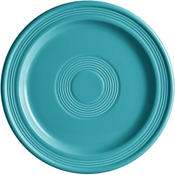 Sample - Acopa Capri 9" Caribbean Turquoise Stoneware Plate 2 Sample - Acopa Capri 9" Caribbean Turquoise Stoneware Plate - Image 2