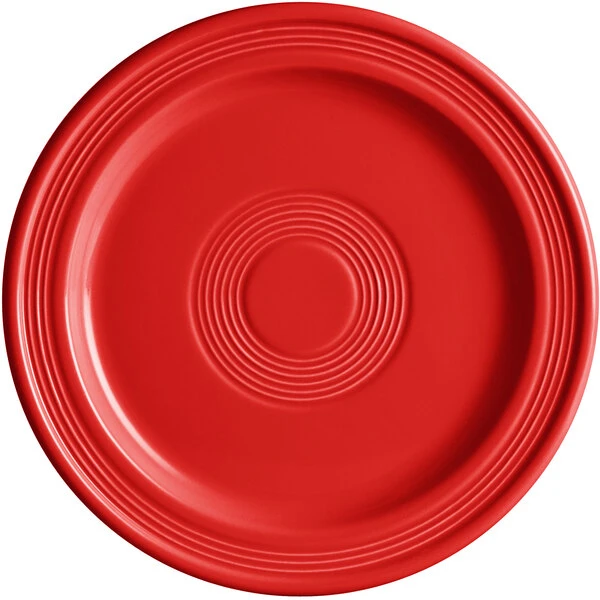 Sample - Acopa Capri 9" Passion Fruit Red Stoneware Plate 2 Sample - Acopa Capri 9" Passion Fruit Red Stoneware Plate - Image 2