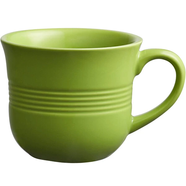 Acopa Capri 8 Oz. Bamboo Green Stoneware Cup - 36/Case 2 Acopa Capri 8 Oz. Bamboo Green Stoneware Cup - 36/Case - Image 2