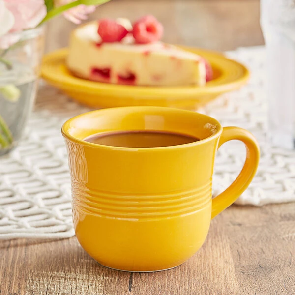 Acopa Capri 8 Oz. Mango Orange Stoneware Cup - 36/Case 1 Acopa Capri 8 Oz. Mango Orange Stoneware Cup - 36/Case
