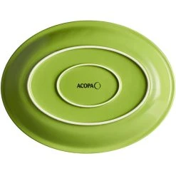 Acopa Capri 13 3/4" X 10 1/2" Bamboo Green Oval Stoneware Coupe Platter - 12/Case 8 Acopa Capri 13 3/4" X 10 1/2" Bamboo Green Oval Stoneware Coupe Platter - 12/Case -Acopa Sales 2223570