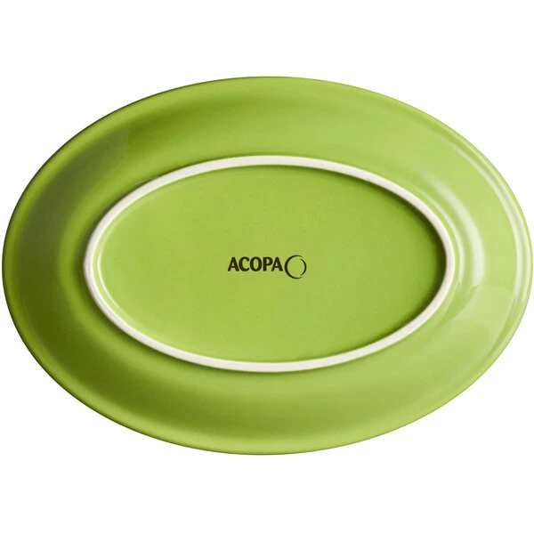 Sample - Acopa Capri 9 3/4" X 7" Bamboo Green Oval Stoneware Coupe Platter 3 Sample - Acopa Capri 9 3/4" X 7" Bamboo Green Oval Stoneware Coupe Platter - Image 3