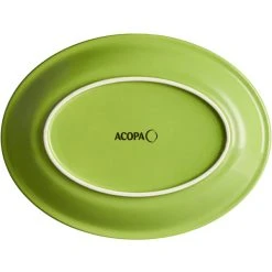 Sample - Acopa Capri 11 1/2" X 8 3/4" Bamboo Green Oval Stoneware Coupe Platter -Acopa Sales 2223582